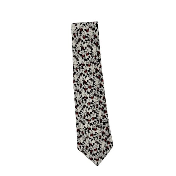 Disney Mickey Mouse Tie Black White Red Cartoon Print - Picture 1 of 4